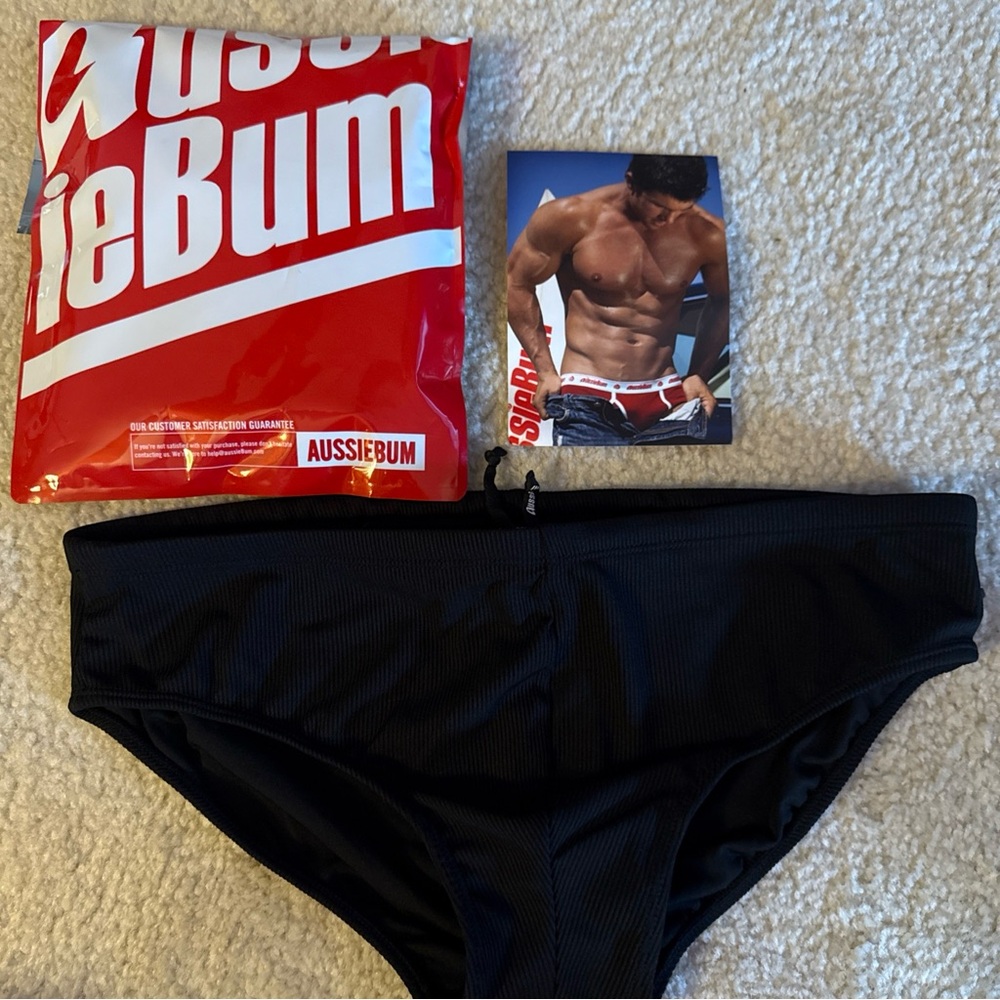 AussieBum men black Luxe swish swim speedo brief